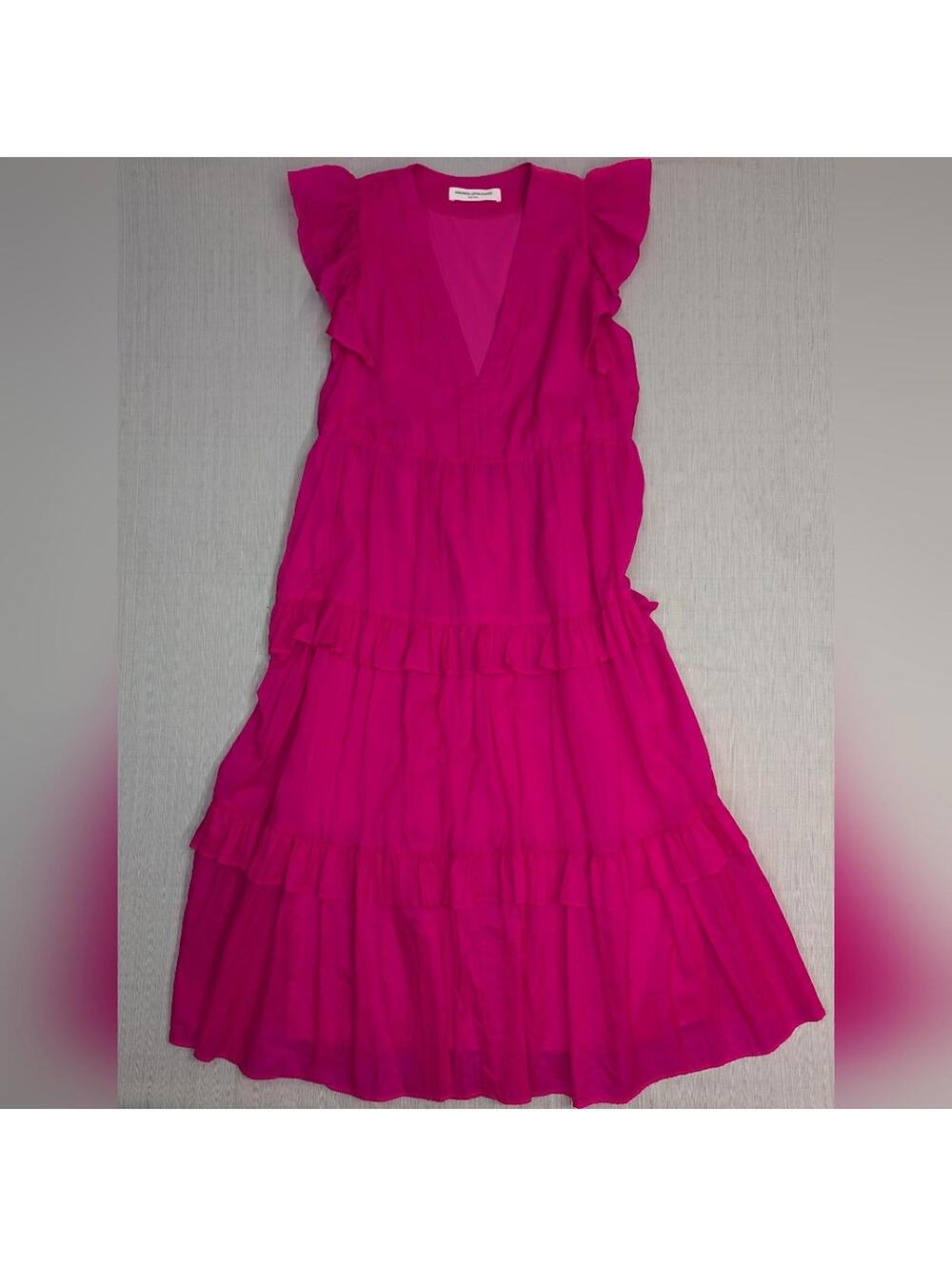 Amanda Uprichard Chamomile Dress Cerise Hot Pink Magenta Ruffle with Pockets - S
